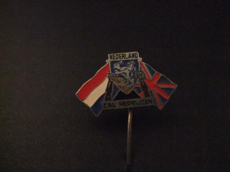 Nederland zal herrijzen Engelse en Nederlandse vlag ( iets beschadigd)